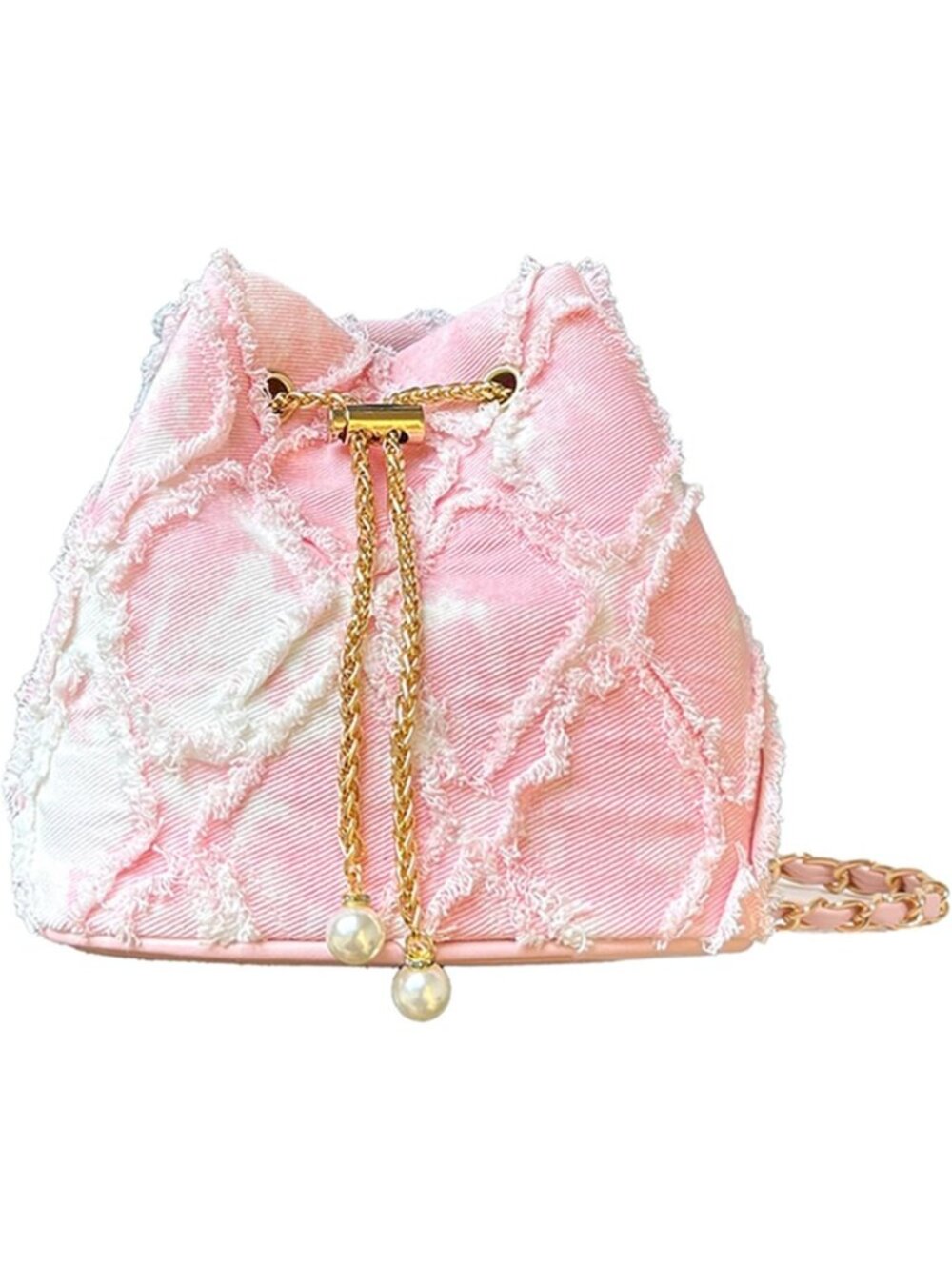 Stylish Denim Bucket Bag - Quilted Drawstring Jean Purse, Hobo & Crossbody